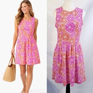 Jude Connally Fit & Flare Dress Floral Jude Cloth Stretch Travel Pockets Sz S💛